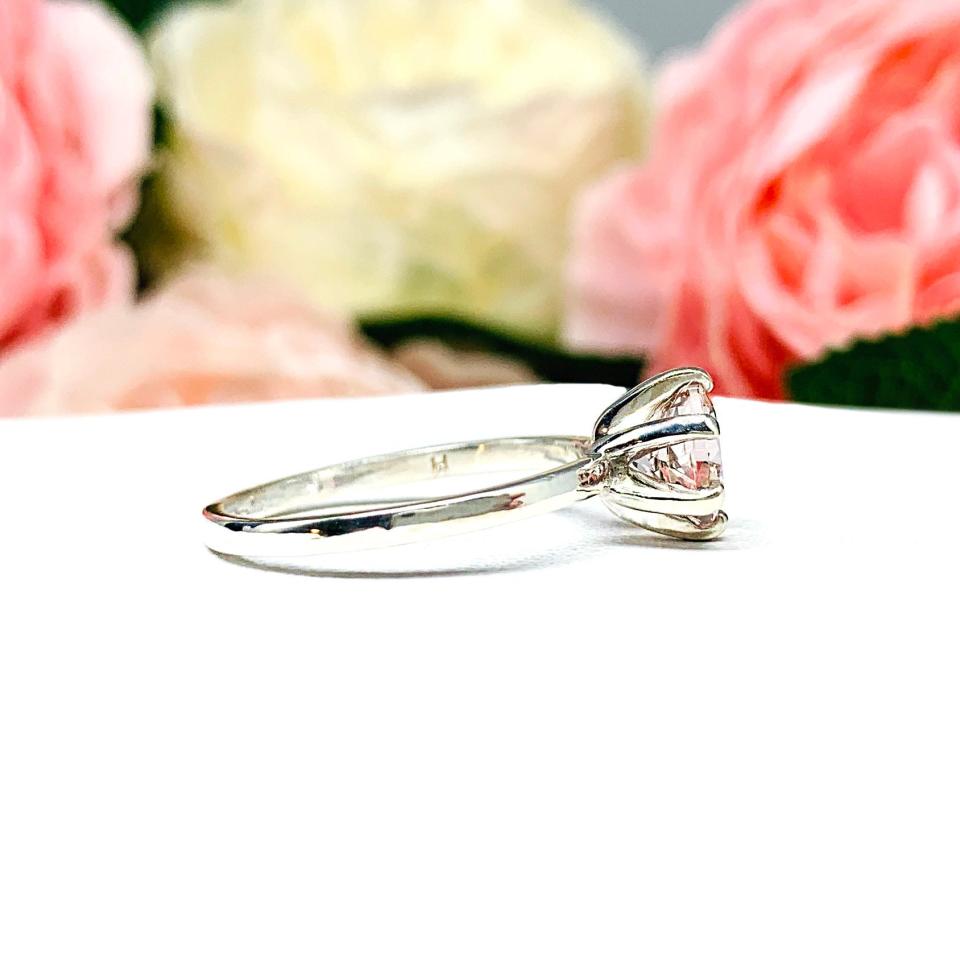 Pink Morganite Sterling Silver Ring Pastel 7mm Round Size 8 FINAL SALE