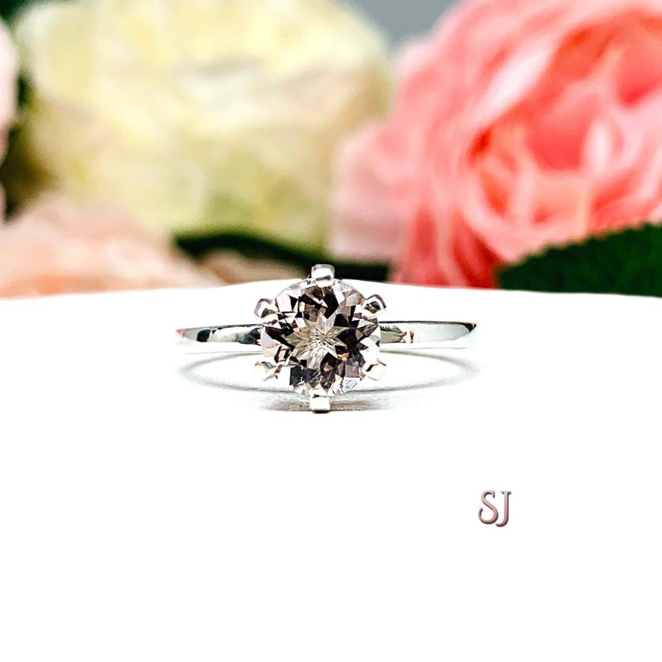 Pink Morganite Sterling Silver Ring Pastel 7mm Round Size 8 FINAL SALE