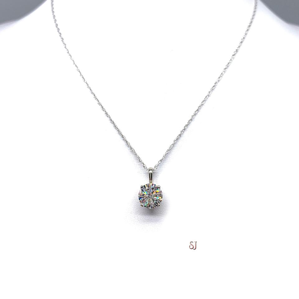 Round Moissanite Gold Pendant Necklace Authentic FREE 3RD DAY UPS