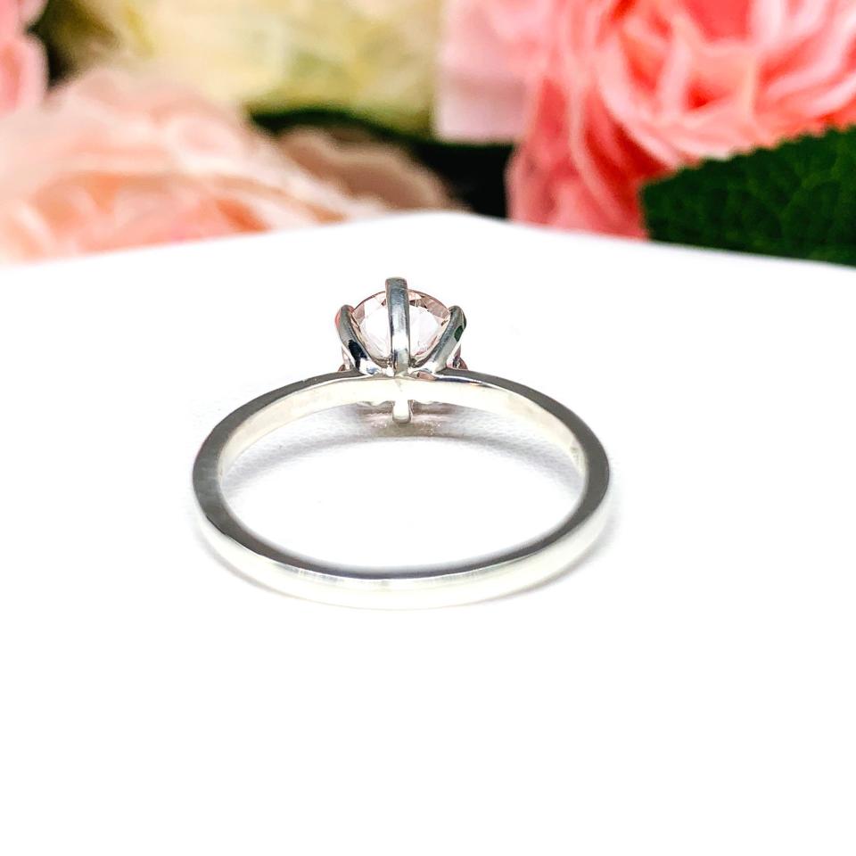 Pink Morganite Sterling Silver Ring Pastel 7mm Round Size 8 FINAL SALE