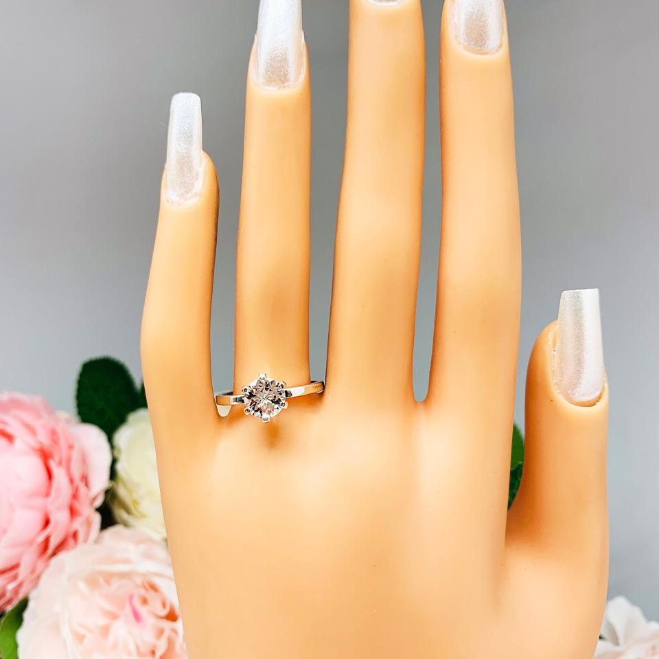 Pink Morganite Sterling Silver Ring Pastel 7mm Round Size 8 FINAL SALE