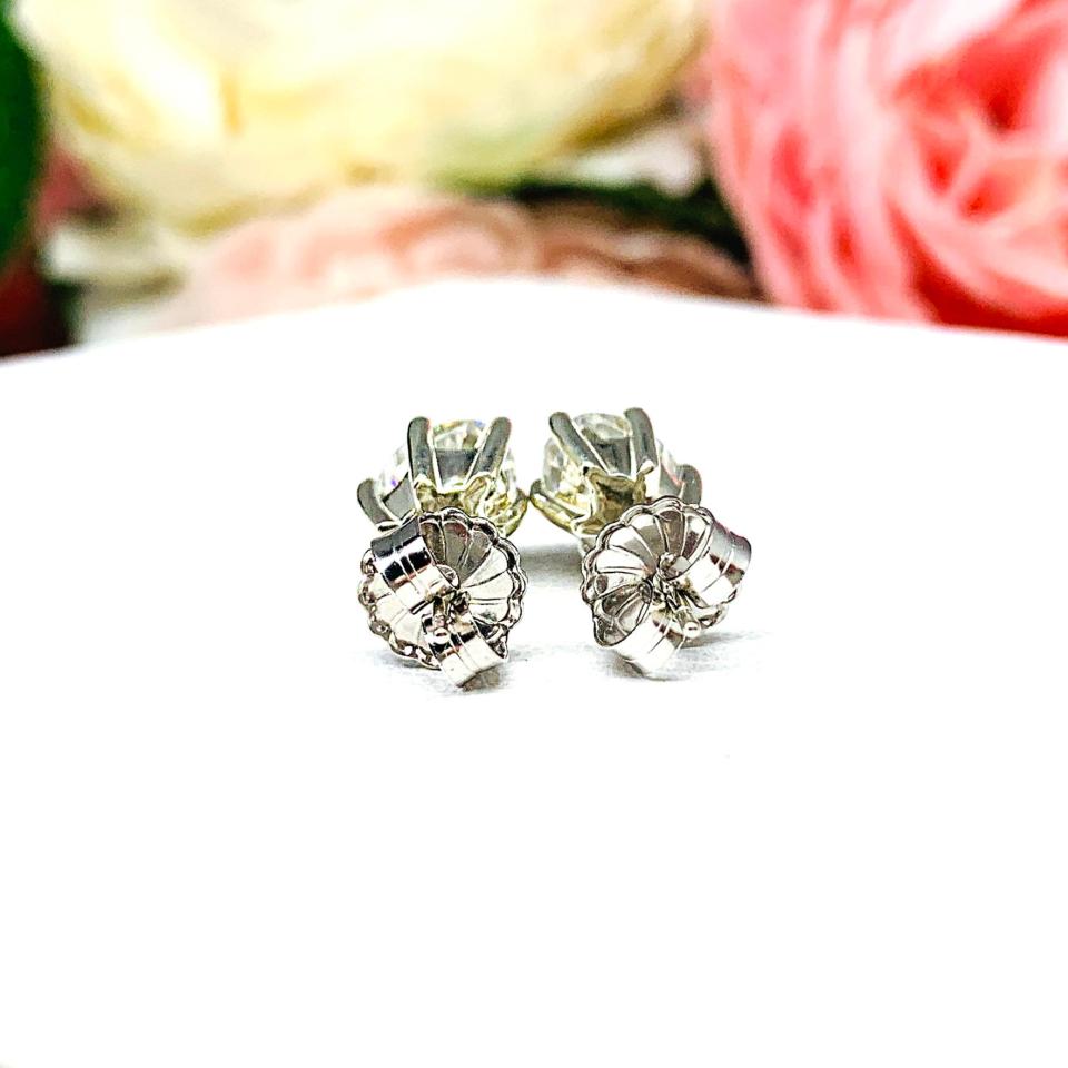 Oval Moissanite Stud Earrings - 10k Gold Six Prong settings - Authentic moissanites