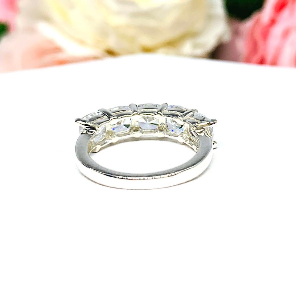 Cushion CZ Five Stone Ring 5mm Cubic Zirconia Sterling Silver SIZE 6