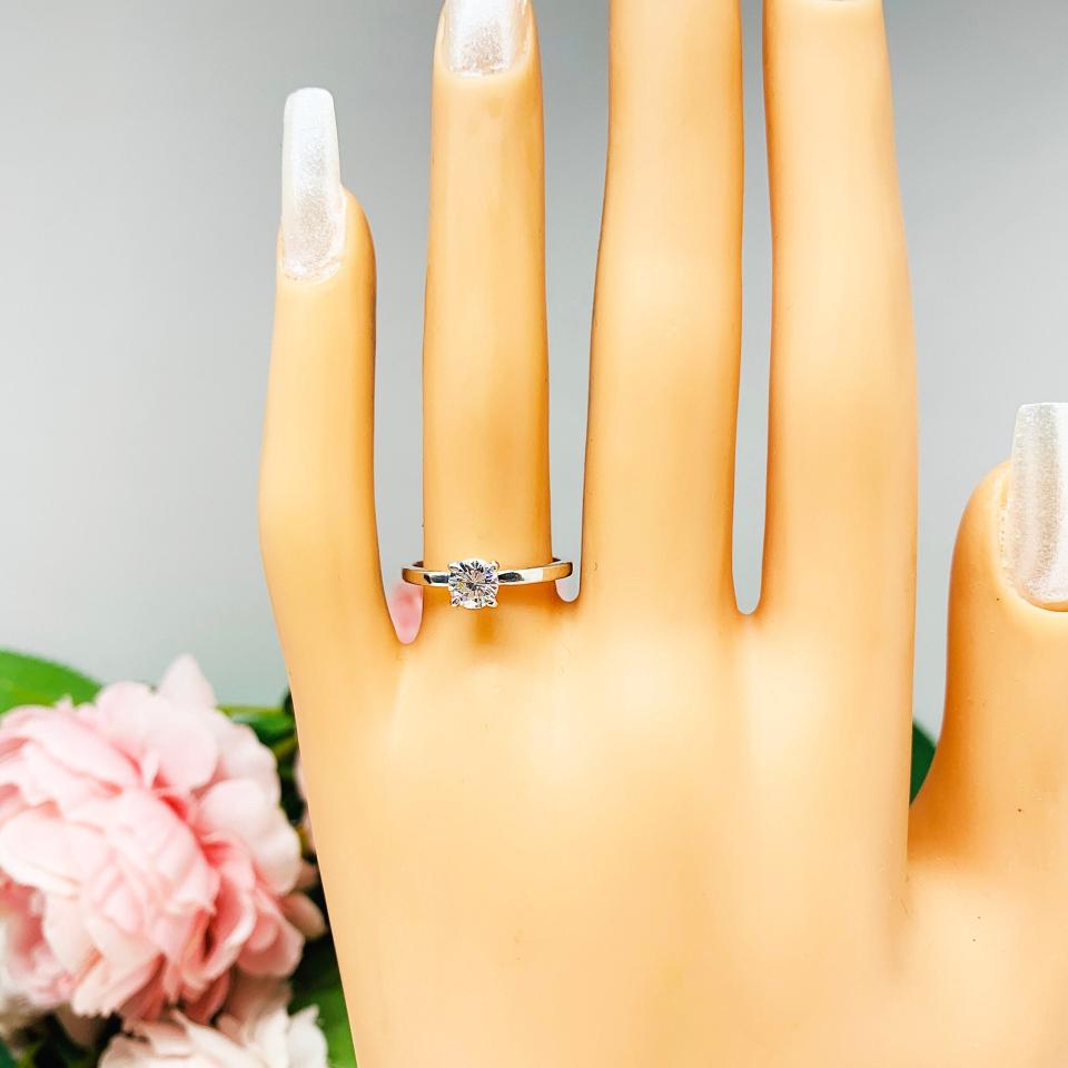 Petite Round Cubic Zirconia Engagement Ring