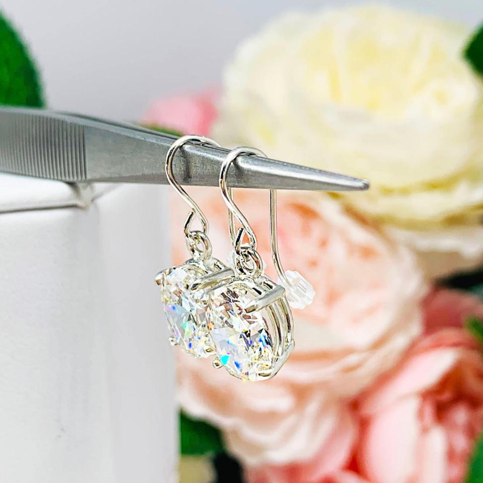 Oval Cubic Zirconia Dangle Earrings