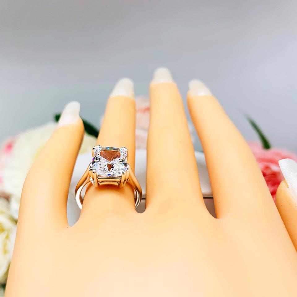 Radiant CZ Engagement Double Prong Ring Lower Profile