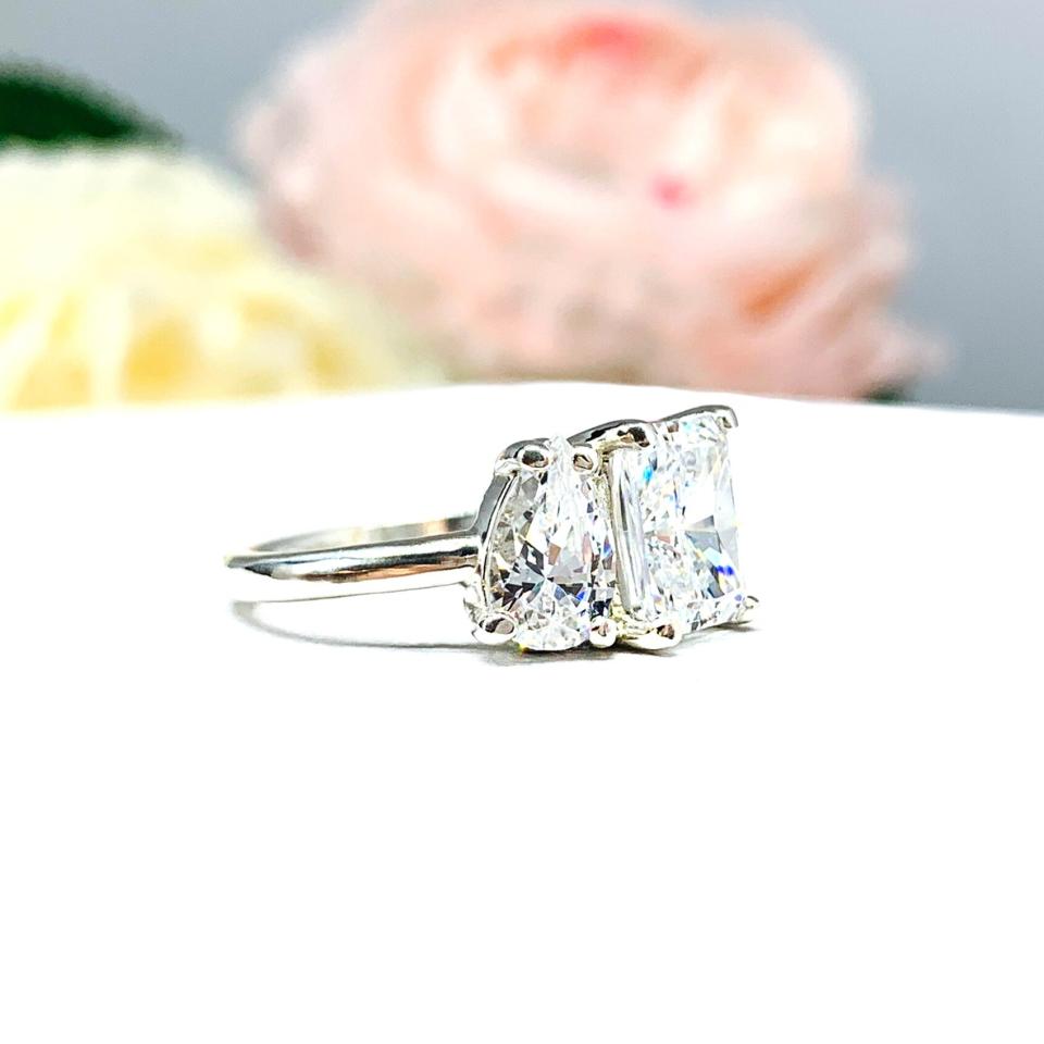 Pear Radiant CZ 2 Stone Engagement RingToi Et Moi You and Me