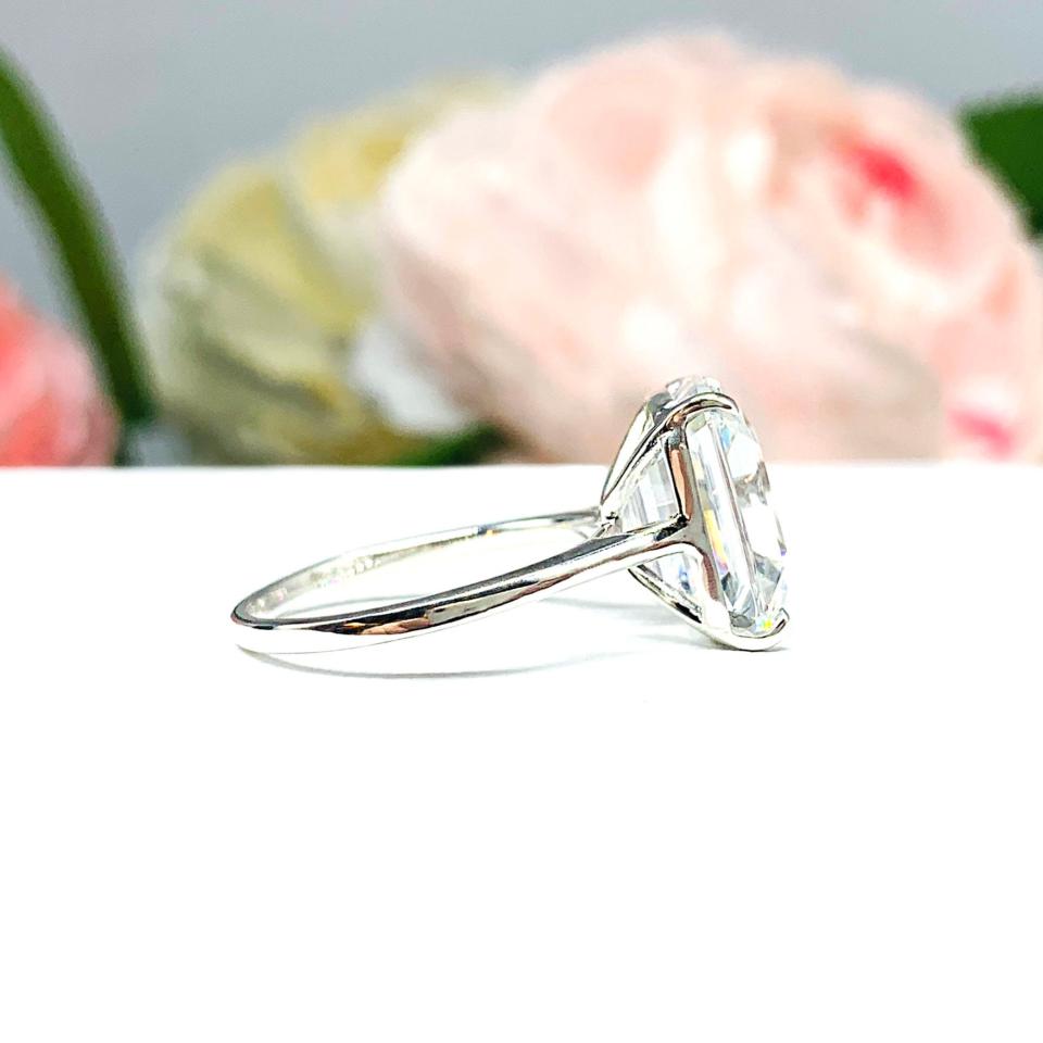 Elongated Asscher Near Colorless CZ Engagement Ring 12x10mm 5 Carats