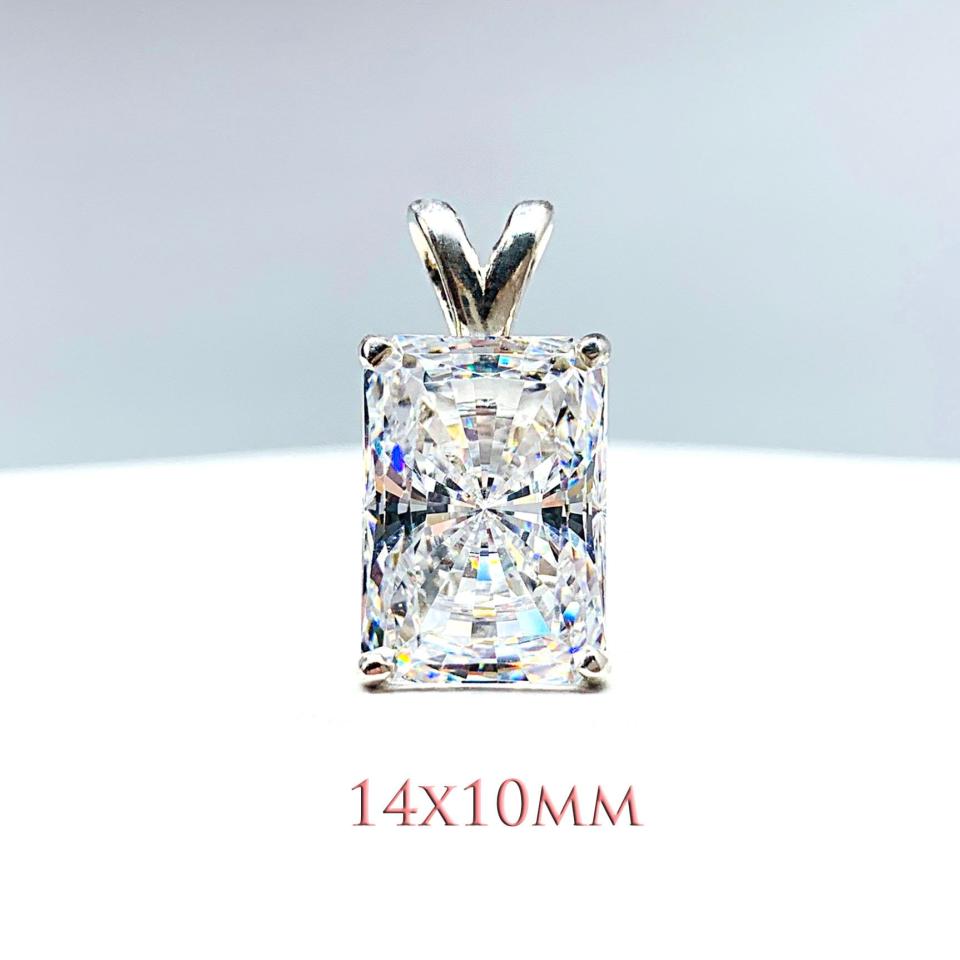Radiant Cubic Zirconia Pendant Necklace – 7x5mm-14x10mm, Sterling Silver