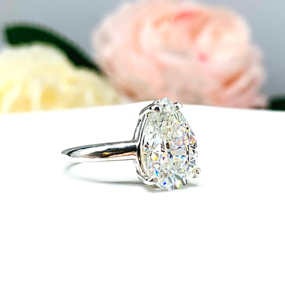 Pear-Cut CZ Engagement Ring • 13x9mm, Sterling Silver, Size 7