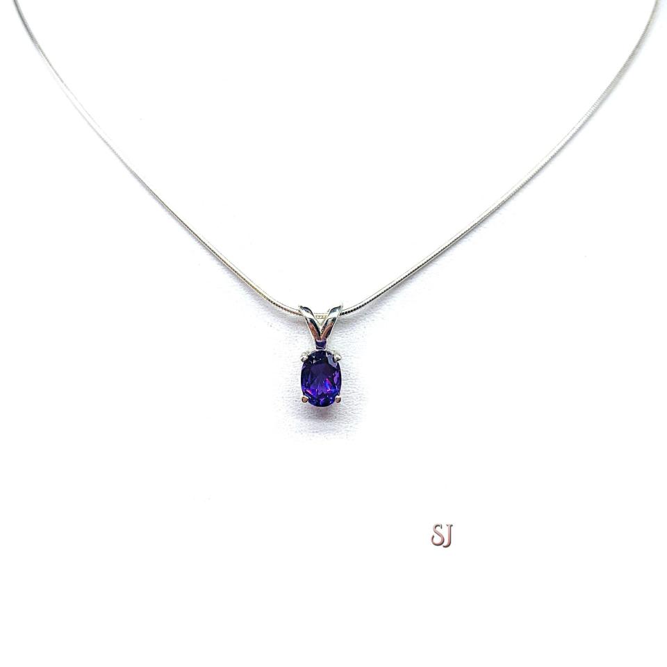 African Amethyst Oval Pendant -Natural Gemstone - Four size options - February Birthstone Gift