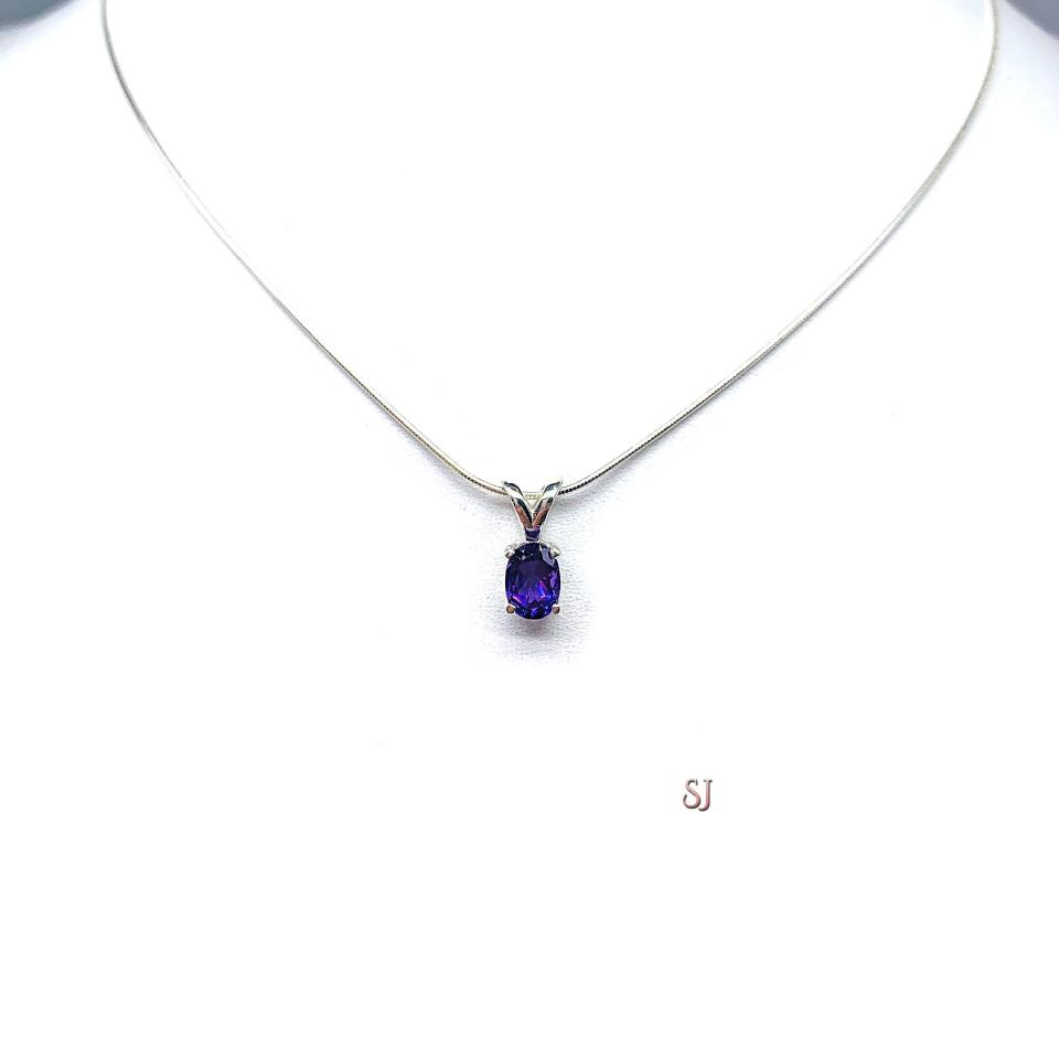 African Amethyst Oval Pendant -Natural Gemstone - Four size options - February Birthstone Gift