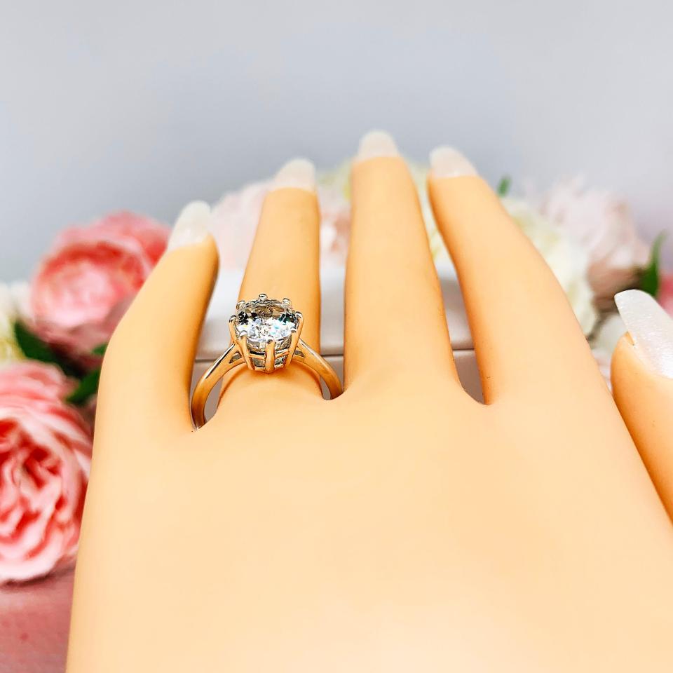 White Topaz Oval Engagement Ring – 10x8mm-14x10mm, Sterling Silver, 8-Prong