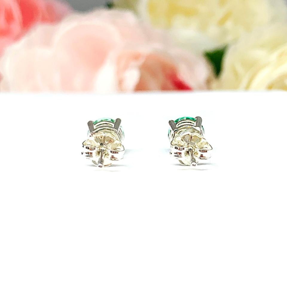 Sea Foam Green Lab Spinel Stud Earrings – 6mm Round, Sterling Silver