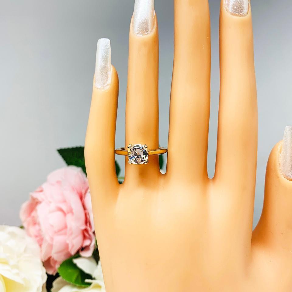 Old Mine Cut Near Colorless CZ Engagement Ring 7.5mm 2 Carats