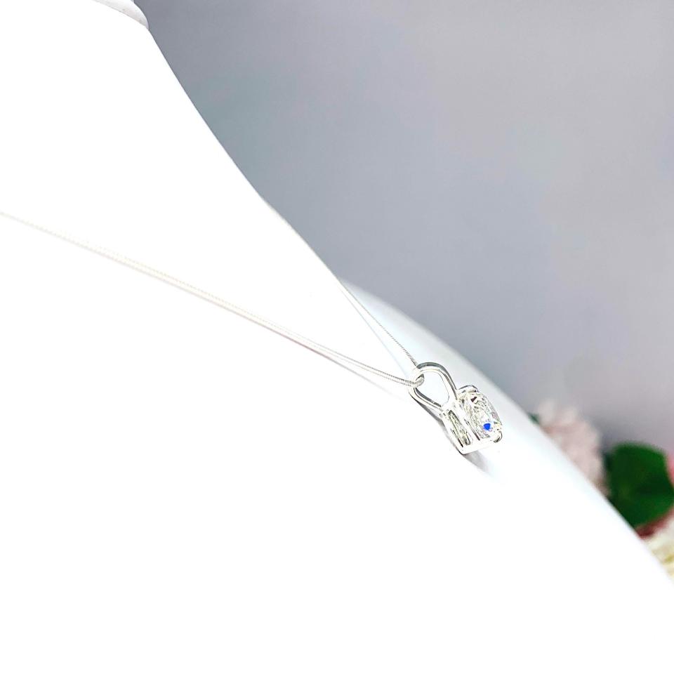 Round CZ Martini 3-Prong Pendant - Sterling silver necklace - Seven size options- Near colorless cubic zirconia