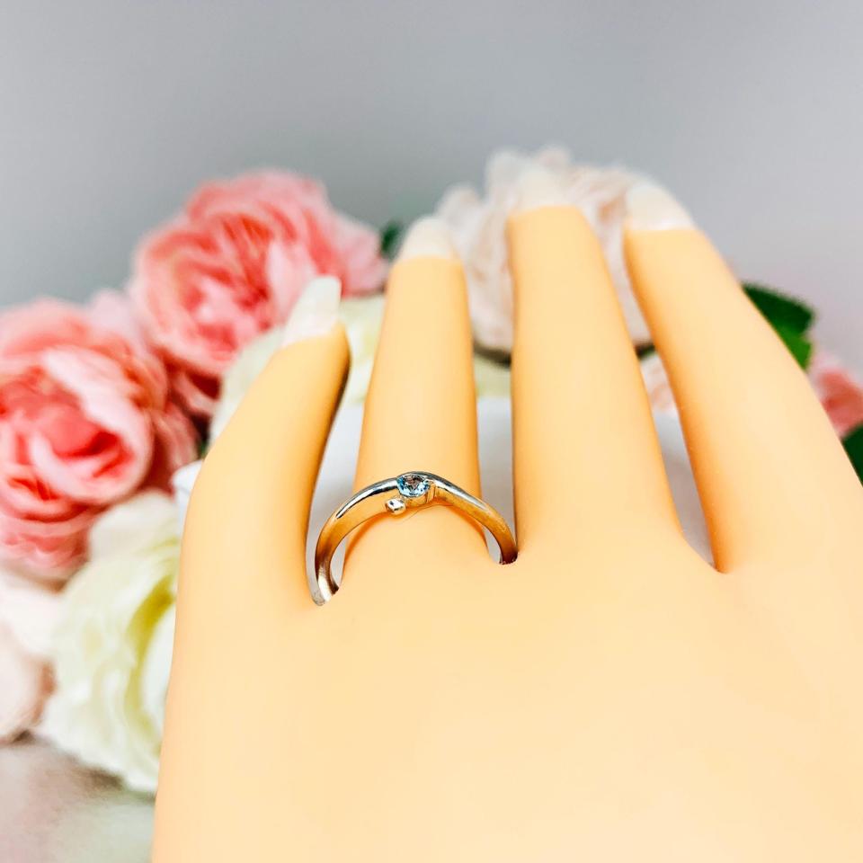 Round-Cut Birthstone Solitaire Stacking Ring • 3mm, Sterling Silver, Wrap Bypass Shank