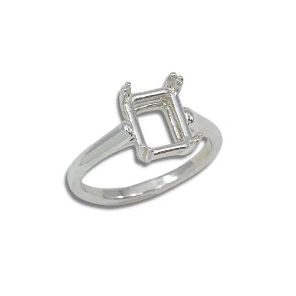 White Topaz Emerald Cut Ring – Natural 14x10mm Gemstone, Sterling Silver Statement