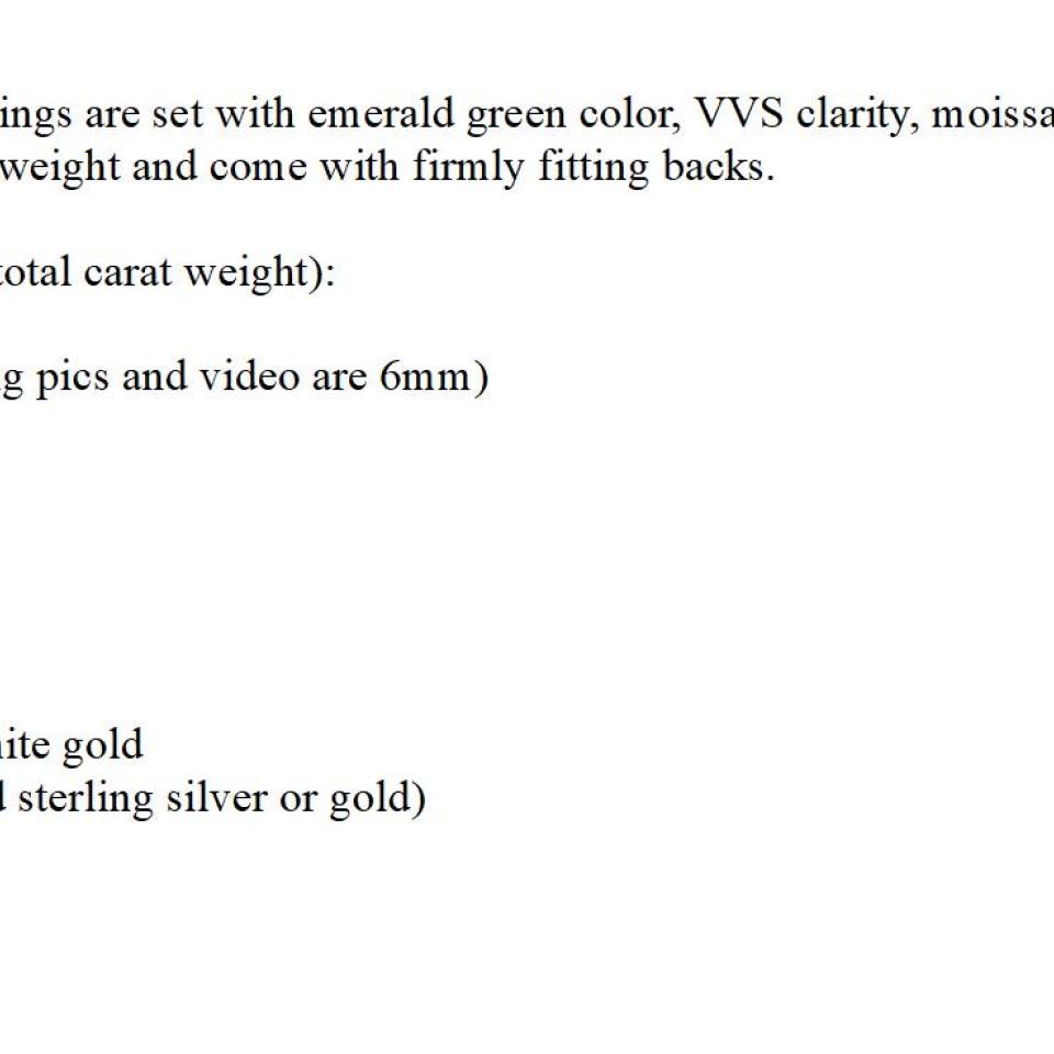 Emerald Green Moissanite Stud Earrings – Round Cut in 4 Size Options – Sterling Silver Settings