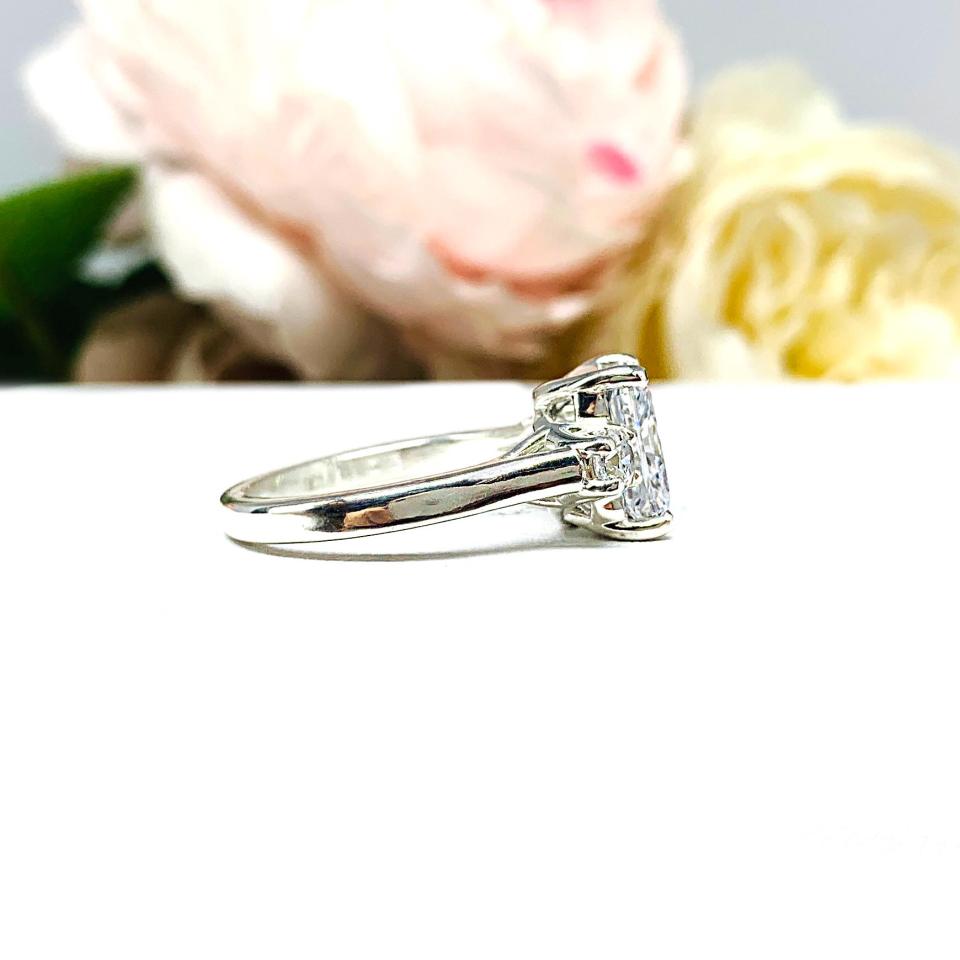 Radiant Cubic Zirconia Engagement Ring – 9x7mm, Round Accents, Sterling Silver