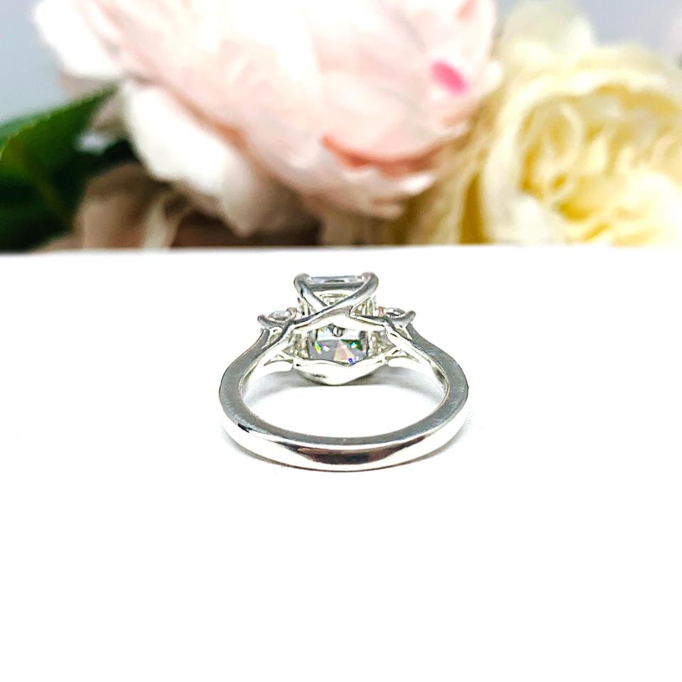 Radiant Cubic Zirconia Engagement Ring – 9x7mm, Round Accents, Sterling Silver