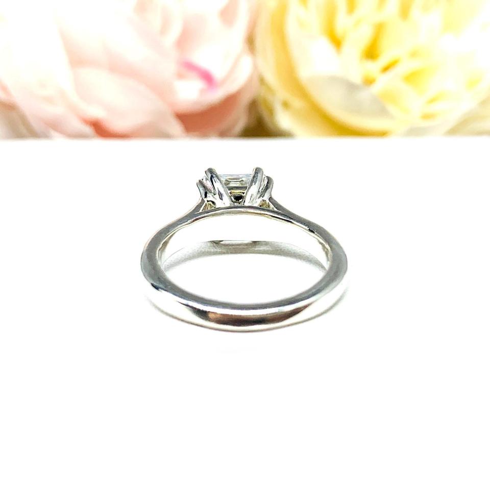 Princess Cubic Zirconia Engagement Ring - Sterling Silver Cathedral Setting
