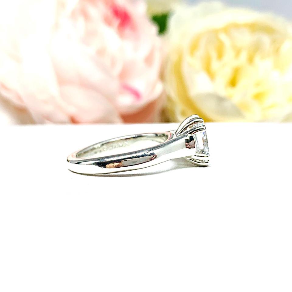 Princess Cubic Zirconia Engagement Ring - Sterling Silver Cathedral Setting