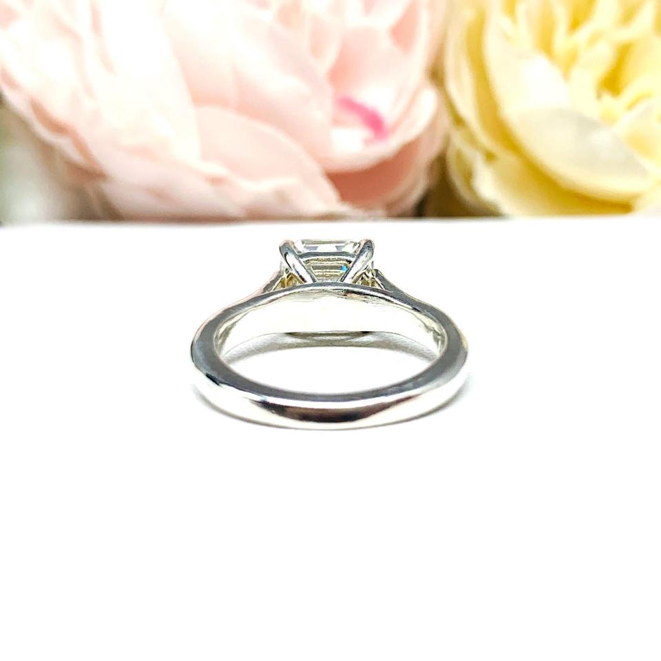 Asscher Cut CZ Engagement Ring - Sterling Silver Cathedral Setting - 2–4 Carat Cubic Zirconia
