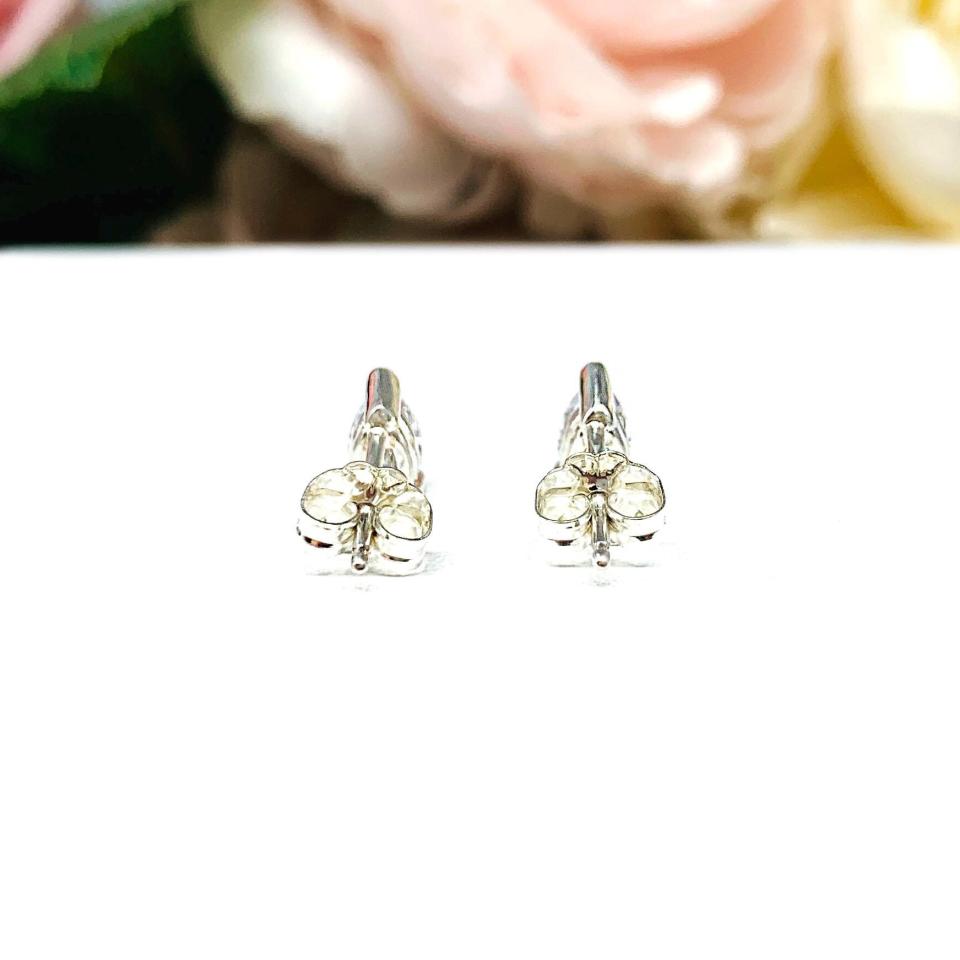 Pear Cubic Zirconia Stud Earrings – 6x4mm-9x6mm, Sterling Silver 3-Prong