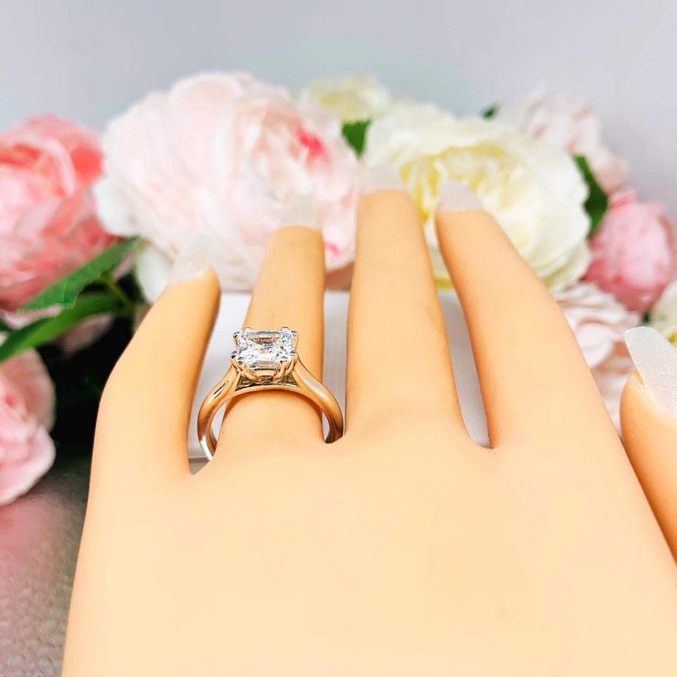 Princess Cubic Zirconia Engagement Ring - Sterling Silver Cathedral Setting