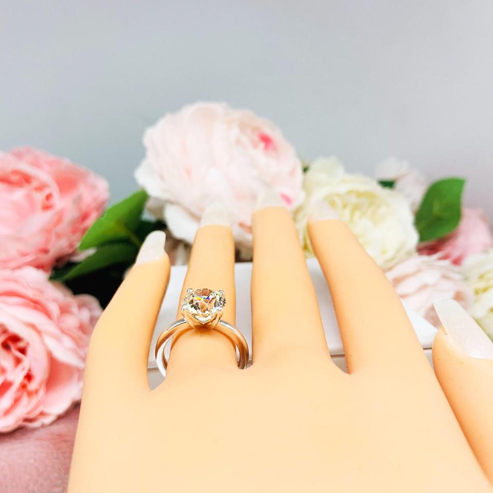 Old European Cut CZ Engagement Ring – 9mm Near Colorless Solitaire, Sterling Silver