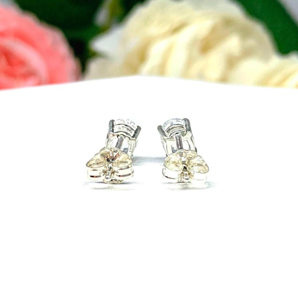 Oval Lab White Sapphire Stud Earrings – 7x5mm, 8x6mm, Sterling Silver