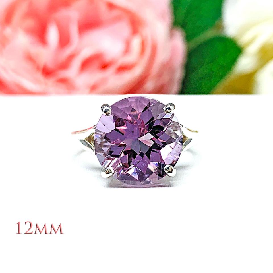 Rose de France Amethyst Ring – 10mm or 12mm Round, Sterling Silver