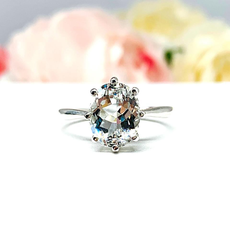 White Topaz Oval Engagement Ring – 10x8mm-14x10mm, Sterling Silver, 8-Prong