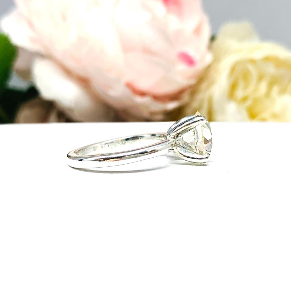 Old European Cut CZ Engagement Ring – 9mm Near Colorless Solitaire, Sterling Silver