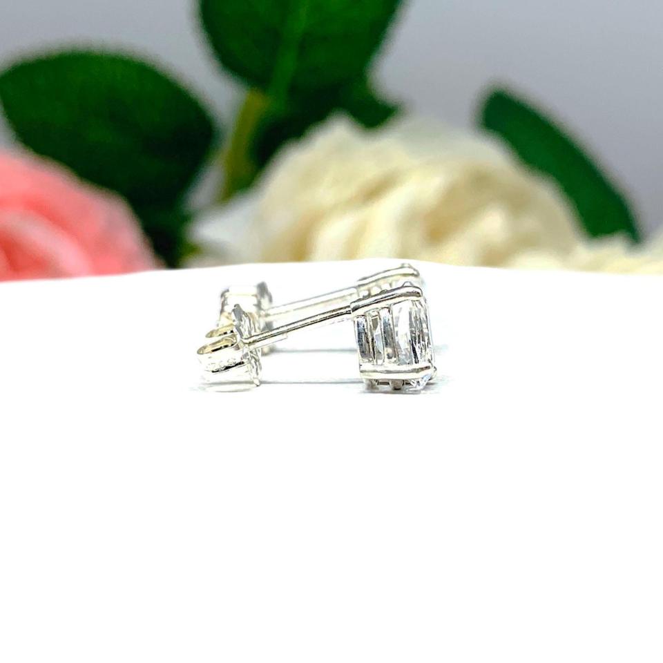 Oval Lab White Sapphire Stud Earrings – 7x5mm, 8x6mm, Sterling Silver