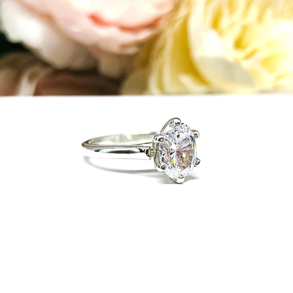 Oval Cubic Zirconia Engagement Ring – 7x5mm-9x7mm, Sterling Silver