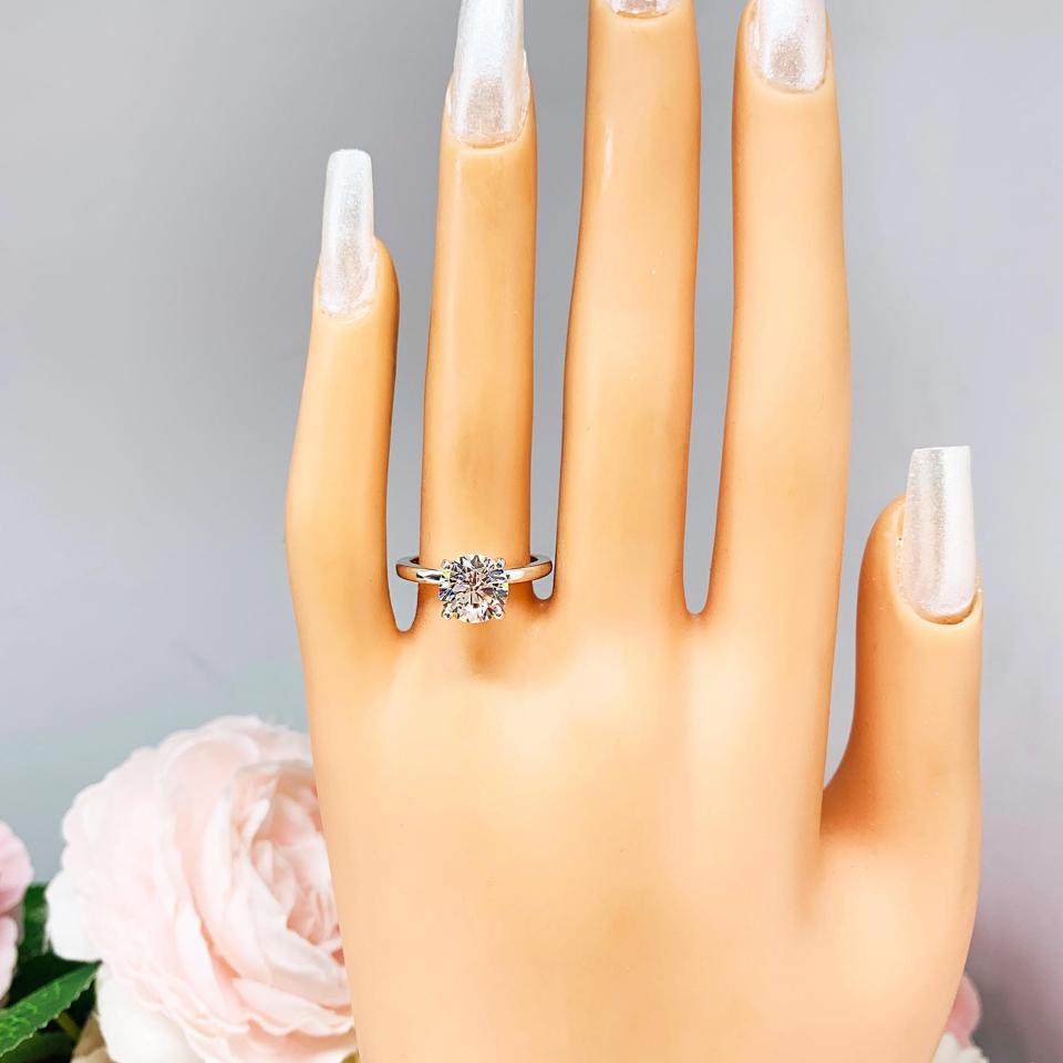 Round Cubic Zirconia Engagement Ring – 5mm-9mm, Sterling Silver