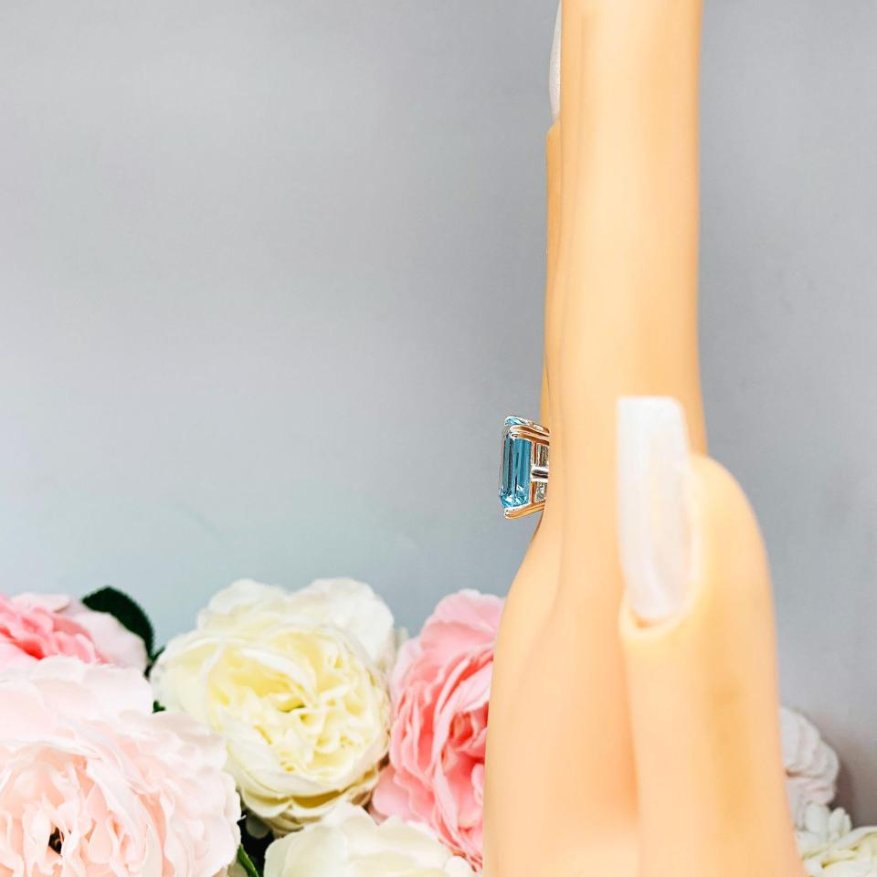 Sky Blue Topaz Emerald Cut Ring – 14x10mm, Sterling Silver