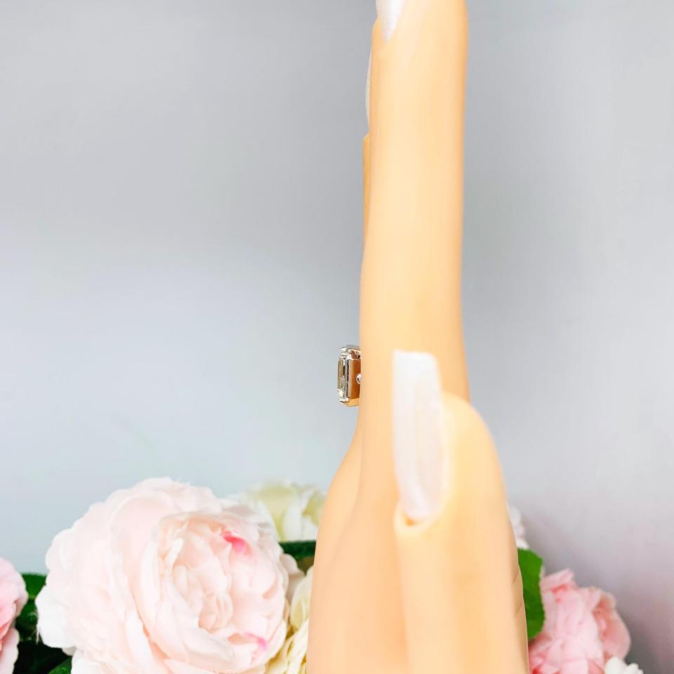 White Topaz Emerald Cut Engagement Ring – 8x6mm-10x8mm, Sterling Silver