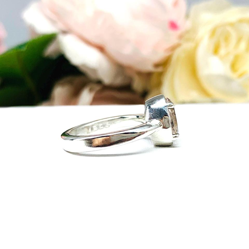 Natural Pink Morganite Oval Ring Size 6 – 9x7mm, Sterling Silver