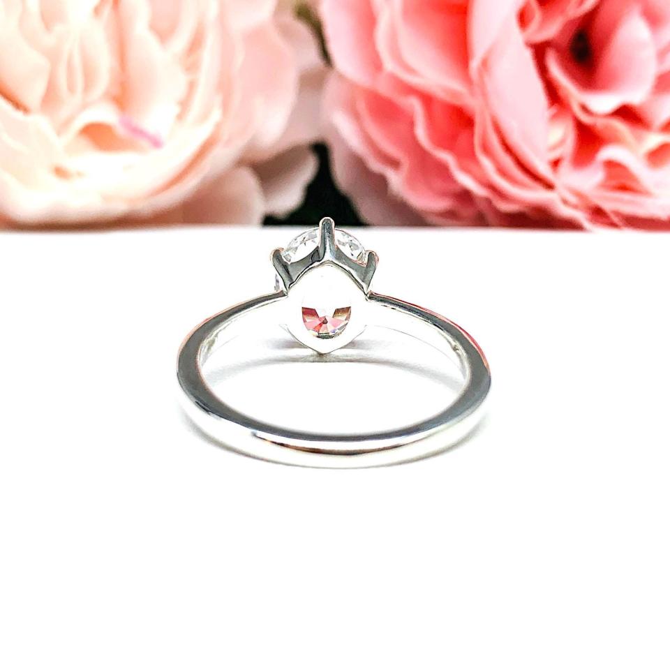 Lab White Sapphire Oval Engagement Ring – 8x6mm-10x8mm, Sterling Silver, 6-Prong