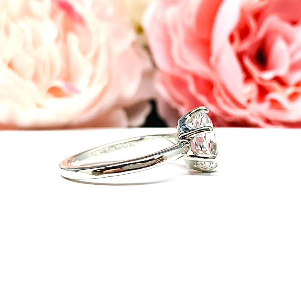 Lab White Sapphire Oval Engagement Ring – 8x6mm-10x8mm, Sterling Silver, 6-Prong