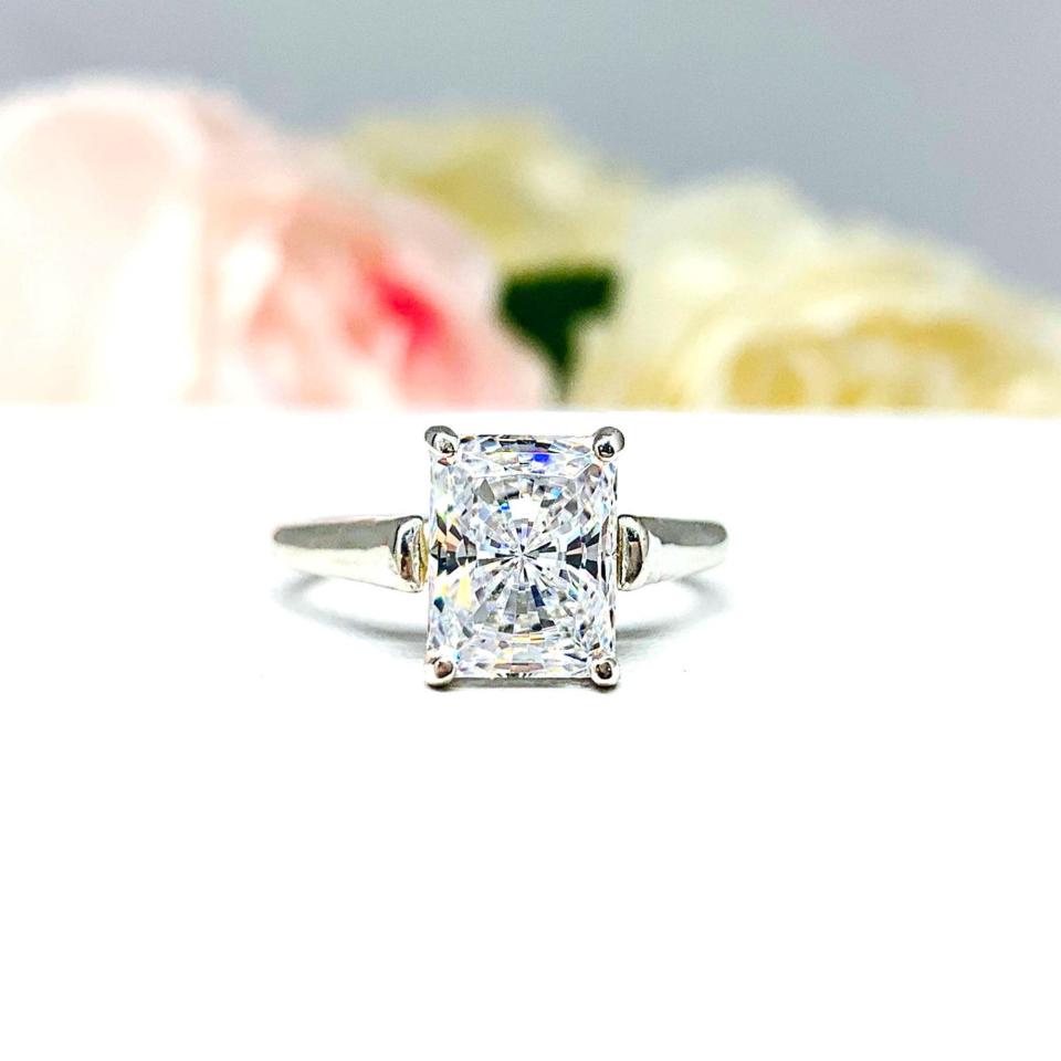 Radiant Radiant Cubic Zirconia Engagement Ring – 8x6mm-10x8mm, Sterling Silver