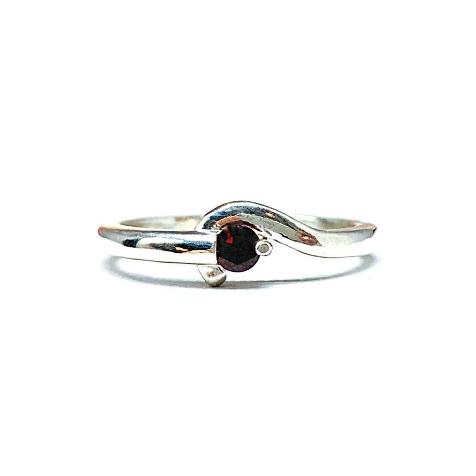 Round-Cut Birthstone Solitaire Stacking Ring • 3mm, Sterling Silver, Wrap Bypass Shank