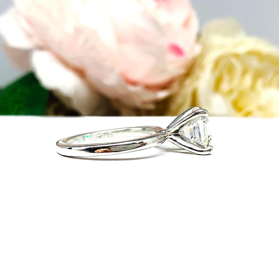 Asscher Cubic Zirconia Engagement Ring – 5mm-8mm, High Profile, Sterling Silver