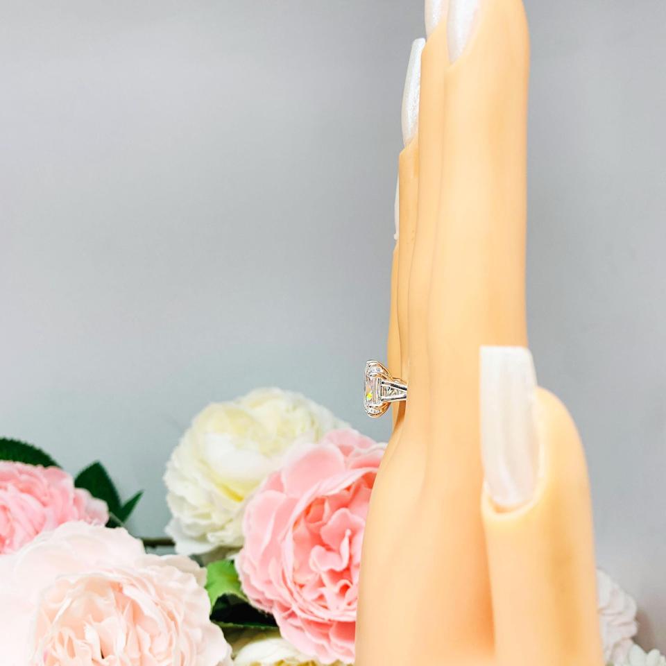 Cushion Cubic Zirconia Engagement Ring – 11x9mm, Sterling Silver