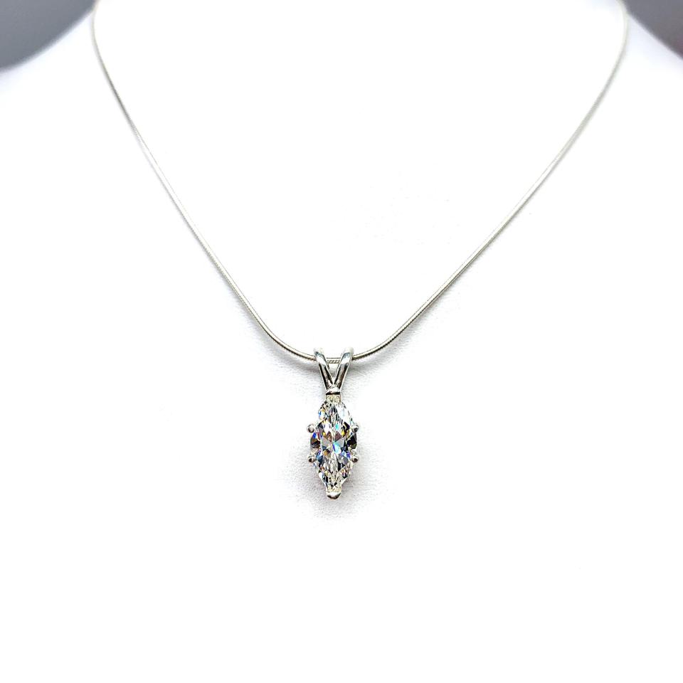 Marquise Cubic Zirconia Pendant Necklace – 10x5mm, 12x6mm, Sterling Silver