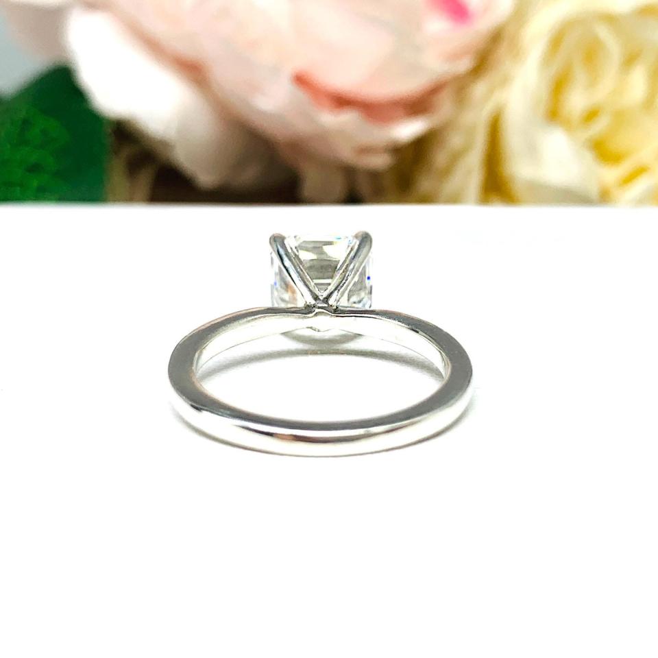 Asscher Cubic Zirconia Engagement Ring – 5mm-8mm, High Profile, Sterling Silver