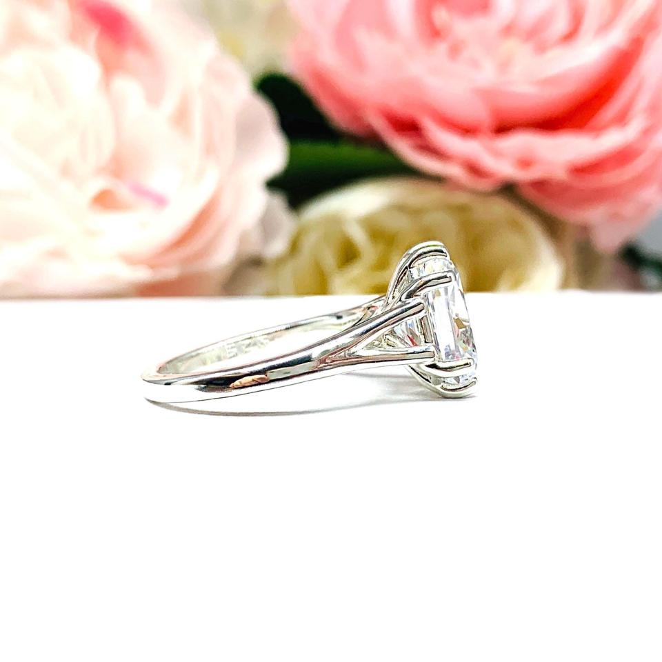 Cushion Cubic Zirconia Engagement Ring – 11x9mm, Sterling Silver